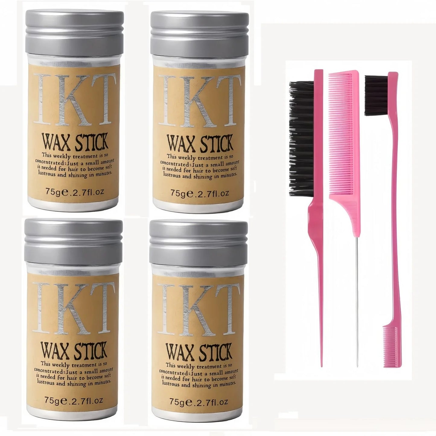 2/5Pcs Hair Wax Stick for Kids Women Slick Back Brushes Gel Pomade for Little Girls Toddler Flyaway Hair Wig Styling Accessories