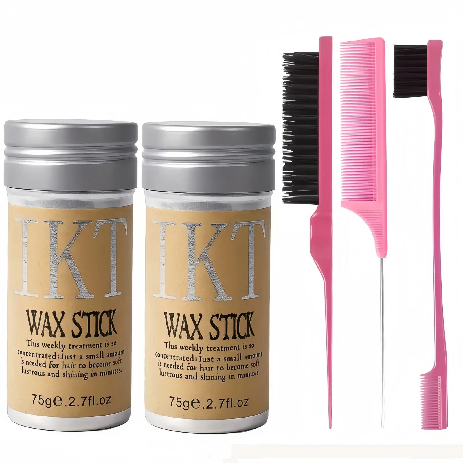 2/5Pcs Hair Wax Stick for Kids Women Slick Back Brushes Gel Pomade for Little Girls Toddler Flyaway Hair Wig Styling Accessories
